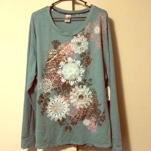 Sweatshirts - cream & teal with metallic designs